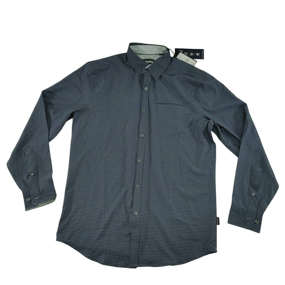 Modern Polka Dot Button-Down Dress Shirt Long Sleeve Casual Business Wear Size S